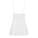 Сатиновый пеньюар с кружевом Obsessive 810-BAB-2 babydoll & thong S/M, белый, пеньюар, танга