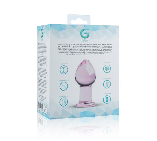 Розовая анальная пробка из стекла Gildo Pink Glass Buttplug No. 27