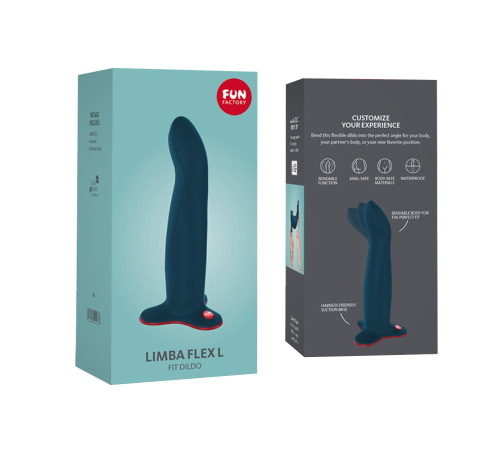Фаллоимитатор Fun Factory LIMBA FLEX L, цвет морской волны, гибкий, с эффектом памяти, подходит для 
