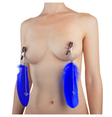 Зажимы для сосков Перо синие