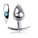 Металлическая анальная пробка для длит. ношения с Голубым кристаллом L, Диаметр 3.7, Длина 8.7