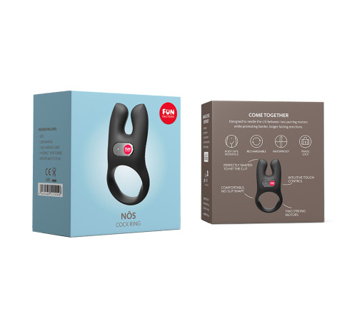 Ерекційне віброкільце з подвійною стимуляцією клітора Fun Factory NŌS black, 2 мотори
