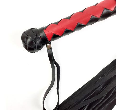 Плеть Флоггер 50 хвостов 50 см натуральная кожа Черно/Красный