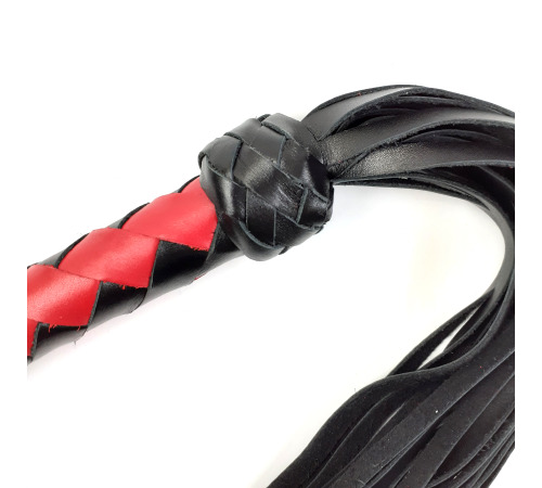 Плеть Флоггер 50 хвостов 50 см натуральная кожа Черно/Красный
