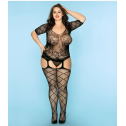 Бодистокинг с декольте и чулками Size Plus Black