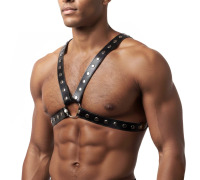 Мужская портупея Art of Sex - Spartacus, экокожа, цвет черный, размер L-2XL