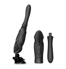 Компактная смарт секс-машина Zalo – Sesh Obsidian Black, 2 насадки, пульт ДУ, кристалл Swarovski