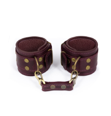 Премиум наручники LOVECRAFT фиолетовые, натуральная кожа, в подарочной упаковке