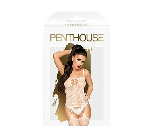 Бодистокинг с имитацией чулок на подвязках Penthouse - Eye of The Storm White S/L