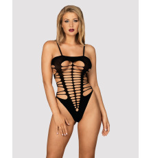 Бодистокинг с поперечными вырезами Obsessive B122 teddy S/M/L, черный