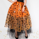 Оранжевая юбка из фатина с принтом на Хэллоуин размер L-2XL