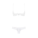 Эротический комплект с бюстгальтером-получашкой Obsessive Alabastra L/XL, белый, трусики с доступом