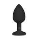Анальна пробка із кристалом Easytoys, силіконова, чорна, 7.5 х 2.8 см