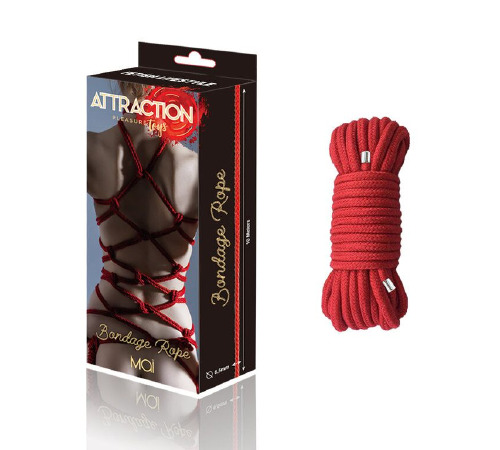 Веревка для BDSM MAI Bondage Rope Red, длина 10 м, диаметр 6,5 мм, полиэстер