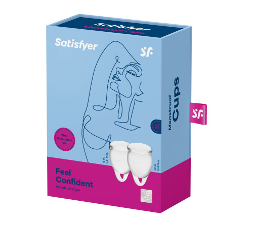 Набор менструальных чаш Satisfyer Feel Confident (Transparent), 15мл и 20мл, мешочек для хранения