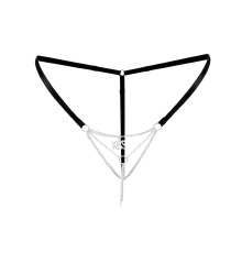 Сексуальные трусики с цепочкой и подвеской Art of Sex - KISS panties L-2XL, цвет черный