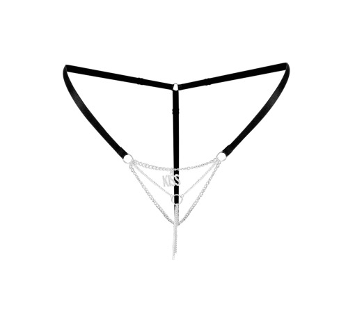 Сексуальные трусики с цепочкой и подвеской Art of Sex - KISS panties L-2XL, цвет черный