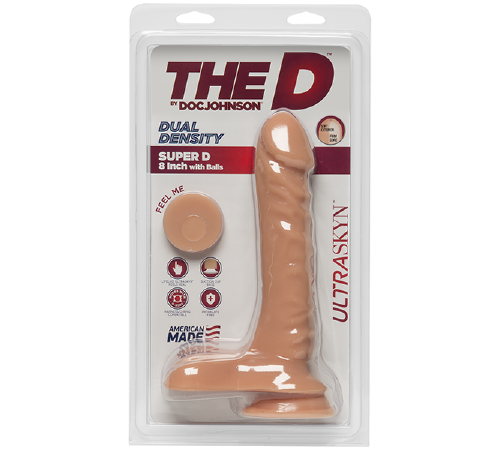Фалоімітатор Doc Johnson The D - Super D - 8 Inch With Balls - ULTRASKYN, діаметр 5,1 см
